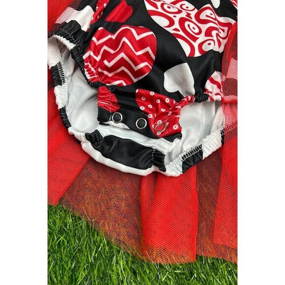 MULTI-PRINTED HEART BABY ONESIE WITH TULLE SKIRT. LC-RP-2116089-WENDY - Picture 2 of 6